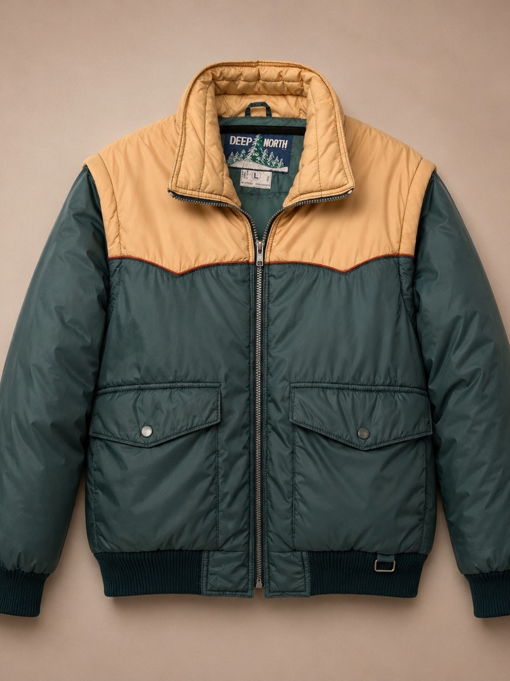Vintage Deep North Men’s L Ski Puffer Bomber Jacket Colorblock Gorpcore